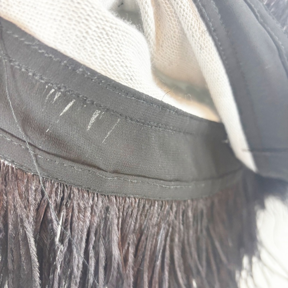 Le Superbe Seeing Double Ostrich Feather Muscle Polka Dot Top Large Gray Black - Picture 6 of 7